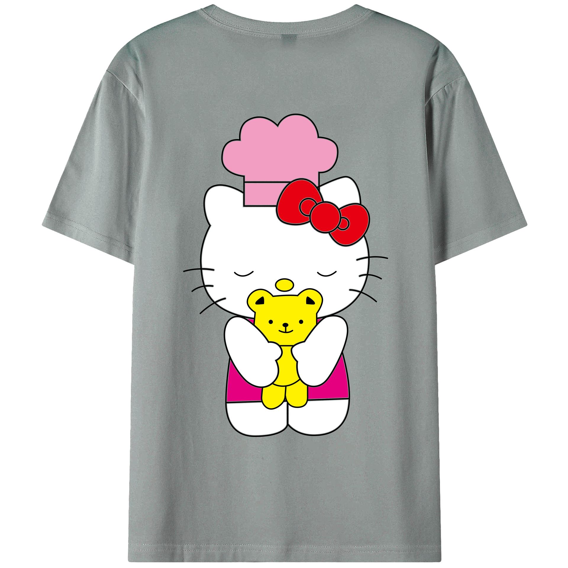 （画像用） Hello Kitty ハローキティ 綿100％ メンズ半袖Tシャツ（バックプリント） 通気性